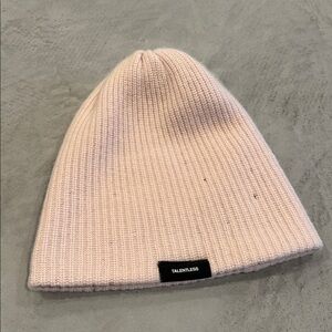 Talentless Blush Pink Nude Cashmere Beanie Distressed